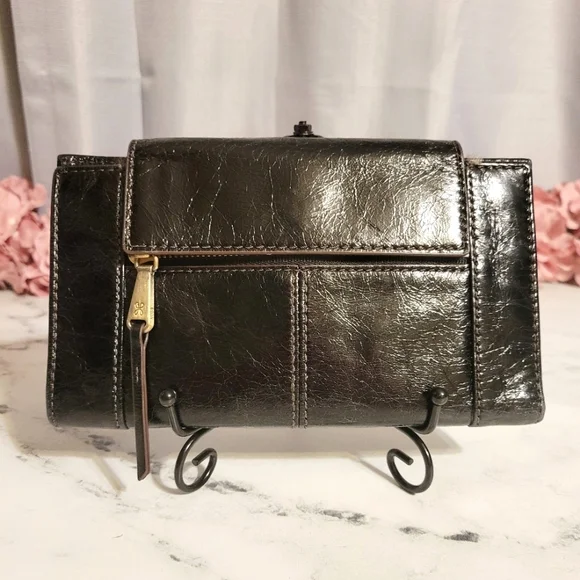 HOBO Bags Hobo Rare Shiny Black Leather Wallet With 8 Card Slots Wanderlust Lining Poshmark